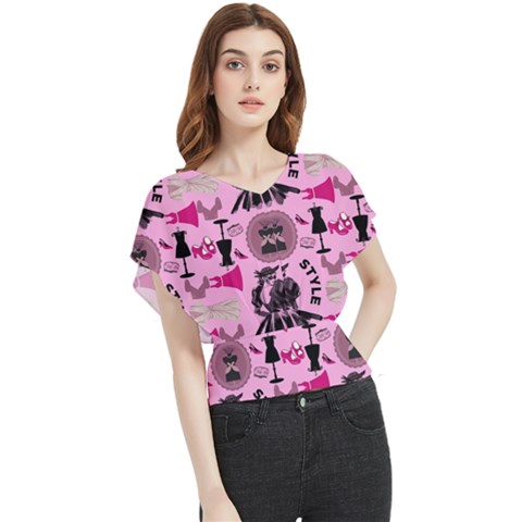 Fashion Girl Newyork Bts Nft Butterfly Chiffon Blouse by Ravend