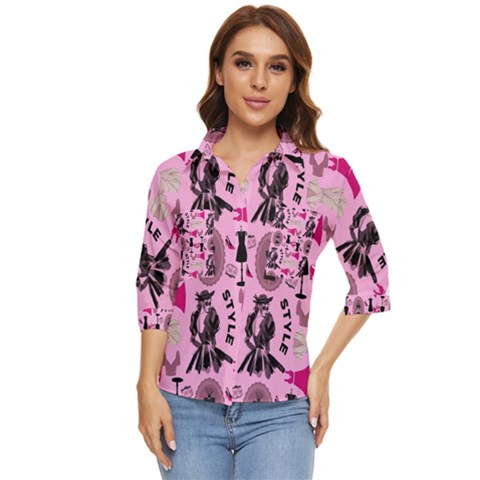 Fashion Girl Newyork Bts Nft Women s Quarter Sleeve Pocket Shirt by Ravend
