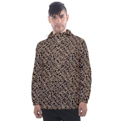 Brown Leopard Pattern Men s Front Pocket Pullover Windbreaker by DinkovaArt