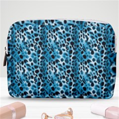 Blue Leopard Make Up Pouch (medium) by DinkovaArt