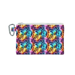 Rainbow Leopard 2 Canvas Cosmetic Bag (small) by DinkovaArt