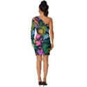 Floral print  Long Sleeve One Shoulder Mini Dress View4