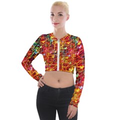 Design Art Pattern Long Sleeve Cropped Velvet Jacket by artworkshop