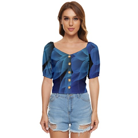 Abstract Blue Background Button Up Blouse by artworkshop