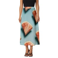 Watermelon Against Blue Surface Pattern Classic Midi Chiffon Skirt by artworkshop
