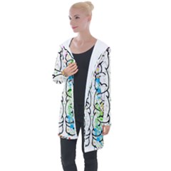 Brain-mind-psychology-idea-drawing Longline Hooded Cardigan by Jancukart