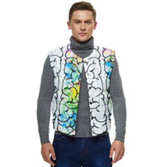 Brain-mind-psychology-idea-drawing Men s Short Button Up Puffer Vest	 by Jancukart