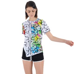 Brain-mind-psychology-idea-drawing Asymmetrical Short Sleeve Sports Tee by Jancukart