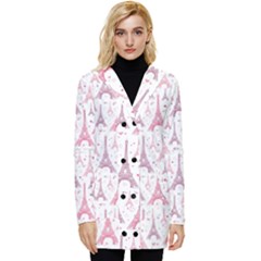 Eiffel Tower Pattern Wallpaper Button Up Hooded Coat  by Ravend