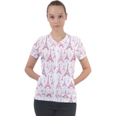 Eiffel Tower Pattern Wallpaper Short Sleeve Zip Up Jacket by Ravend
