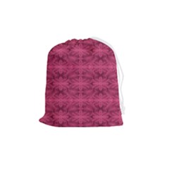 Elegant Pink Floral Geometric Pattern Drawstring Pouch (medium) by dflcprintsclothing
