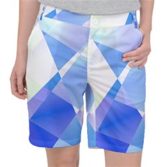 Abstract T- Shirt Blue Abstract Chess Cell Pattern Minimalism T- Shirt Pocket Shorts by maxcute