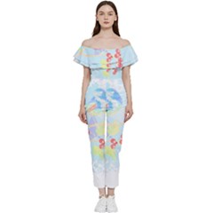 Bird Lover T- Shirtbird T- Shirt (15) Off Shoulder Ruffle Top Jumpsuit by maxcute
