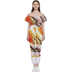 Boho Fire Feather Pattern T- Shirt Boho Fire Feather Pattern T- Shirt Off Shoulder Ruffle Top Jumpsuit by maxcute