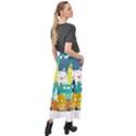 Cat T- Shirt Cute Cats Colorful Seamless Pattern T- Shirt Velour Split Maxi Skirt View2