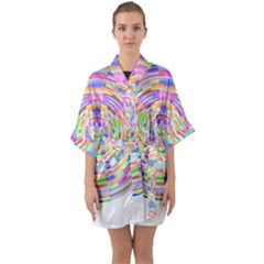 Circle T- Shirt Colourful Abstract Circle Design T- Shirt Half Sleeve Satin Kimono  by maxcute