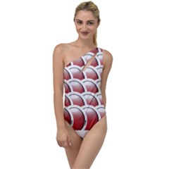 Circles Pattern T- Shirt Red Circles Pattern T- Shirt To One Side Swimsuit by maxcute