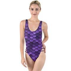 Purple Scales! High Leg Strappy Swimsuit by fructosebat