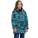 Teal Scales! Kid s Hooded Longline Puffer Jacket View1