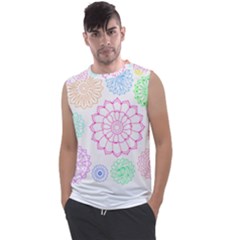 Flower Pattern T- Shirt Colorful Groovy Flower Pattern Outline T- Shirt Men s Regular Tank Top by maxcute