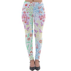 Flower Pattern T- Shirt Vintage Inspired Flower Botanical T- Shirt Lightweight Velour Leggings by maxcute