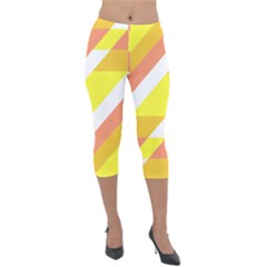 Geometric Abstract Art T- Shirt Sunrise Pattern Lightweight Velour Capri Leggings  by maxcute