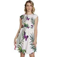 Hawaii T- Shirt Hawaii Lent Flowers Pattern T- Shirt Cap Sleeve High Waist Dress by maxcute