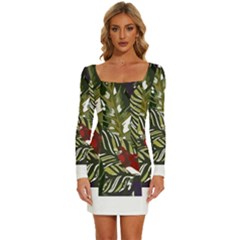 Hawaii T- Shirt Hawaii Pattern Garden T- Shirt Long Sleeve Square Neck Bodycon Velour Dress by maxcute