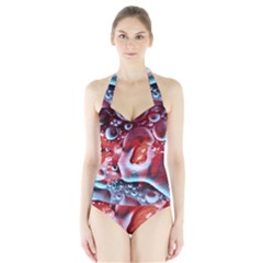 Abstract Art Texture Bubbles Halter Swimsuit by Ravend