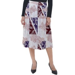 Nature Pattern T- Shirt Minimalist Leaf Line Art Illustration As A Seamless Surface Pattern Design ( Classic Velour Midi Skirt  by maxcute