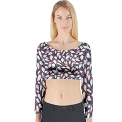 Nature Pattern T- Shirt Minimalist Leaf Line Art Illustration As A Seamless Surface Pattern Design ( Long Sleeve Crop Top by maxcute