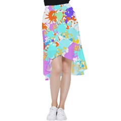 Paint Splatter T- Shirt Abstract Paint Splash T- Shirt Frill Hi Low Chiffon Skirt by maxcute