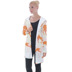 Pattern T- Shirt Hand Drawn Exotic Big Cat Cheetahs, Stretching, Running, Sitting And Walking On Abs Longline Hooded Cardigan by maxcute