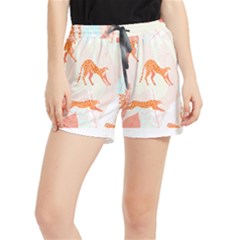 Pattern T- Shirt Hand Drawn Exotic Big Cat Cheetahs, Stretching, Running, Sitting And Walking On Abs Women s Runner Shorts by maxcute