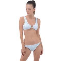 Pattern T- Shirt Lacy Leaves T- Shirt Ring Detail Crop Bikini Set by maxcute