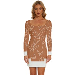 Pattern T- Shirtfloral Leaves Grid Pattern 1 T- Shirt Long Sleeve Square Neck Bodycon Velour Dress by maxcute