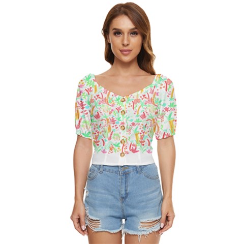 Pattern T- Shirtthe Watercolor Jungle Pattern 1 T- Shirt Button Up Blouse by maxcute