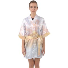 Rotten Fruit T- Shirt Rotten Apple Real Photograph Worms Bugs Insect T- Shirt Half Sleeve Satin Kimono  by maxcute