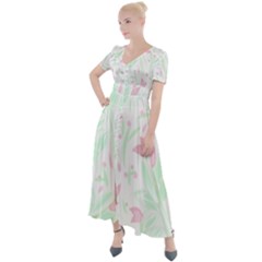 Tropical Island T- Shirt Pattern Love Collection Button Up Short Sleeve Maxi Dress by maxcute