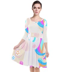 Unicorn Lover T- Shirt Cartoon Little Unicorn  T- Shirt Quarter Sleeve Waist Band Dress by maxcute