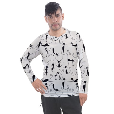 Pattern Cats Black Feline Kitten Men s Pique Long Sleeve Tee by Ravend