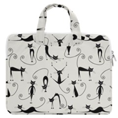 Pattern Cats Black Feline Kitten Macbook Pro 13  Double Pocket Laptop Bag by Ravend