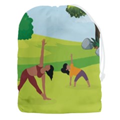 Mother And Daughter Yoga Art Celebrating Motherhood And Bond Between Mom And Daughter  Drawstring Pouch (3xl) by SymmekaDesign