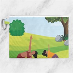 Mother And Daughter Yoga Art Celebrating Motherhood And Bond Between Mom And Daughter  Canvas Cosmetic Bag (xl) by SymmekaDesign
