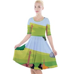 Large Quarter Sleeve A-line Dress by SymmekaDesign