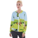 Mother And Daughter Yoga Art Celebrating Motherhood And Bond Between Mom And Daughter. Velvet Zip Up Jacket View1
