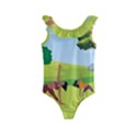 Mother And Daughter Yoga Art Celebrating Motherhood And Bond Between Mom And Daughter. Kids  Frill Swimsuit View1
