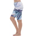 Marble Abstract White Pink Dark Art Cropped Leggings  View2