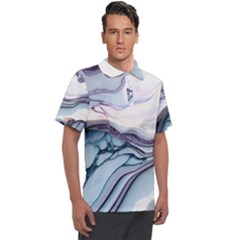 Marble Abstract White Pink Dark Art Men s Polo Tee by Pakemis