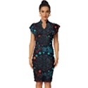 Big Data Abstract Abstract Background Vintage Frill Sleeve V-Neck Bodycon Dress View1